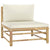 7 Piece Garden Lounge Set with Cream White Cushions Bamboo