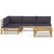 5 Piece Garden Lounge Set with Dark Grey Cushions Bamboo