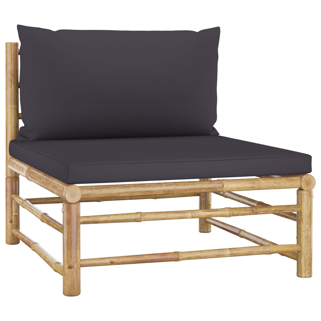 8 Piece Garden Lounge Set with Dark Grey Cushions Bamboo
