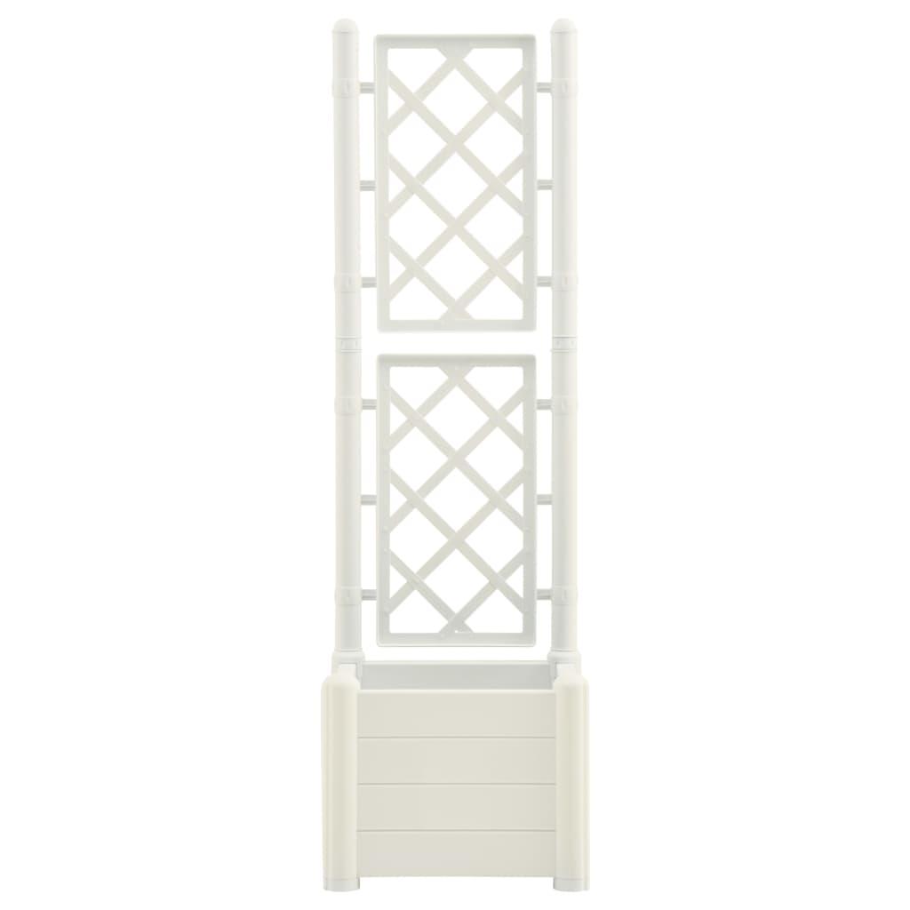 Garden Planter with Trellis 43x43x142 cm PP White