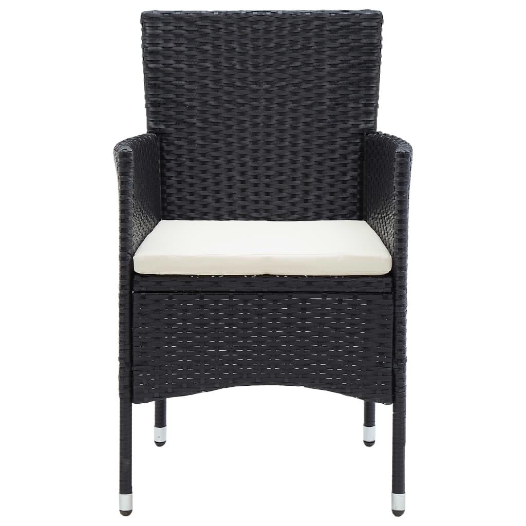 5 Piece Garden Dining Set Black Poly Rattan and Glass