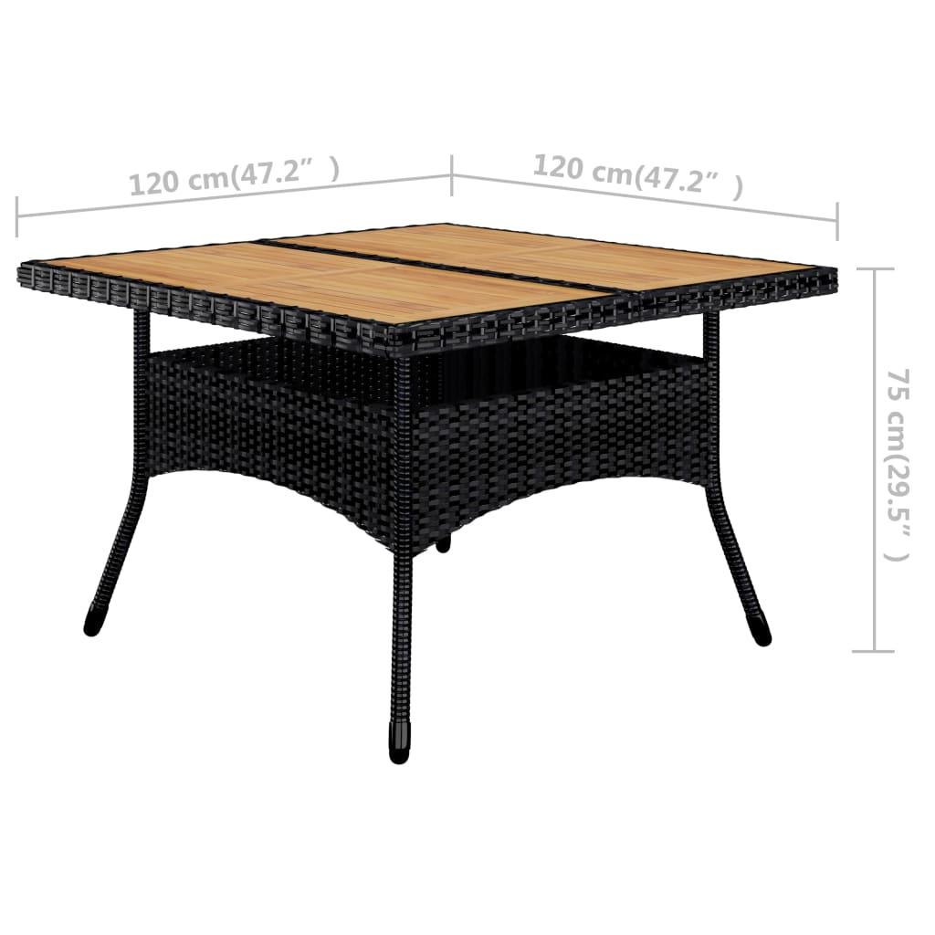 9 Piece Garden Dining Set Poly Rattan and Acacia Wood Black