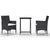 3 Piece Garden Bistro Set Poly Rattan and Tempered Glass Black