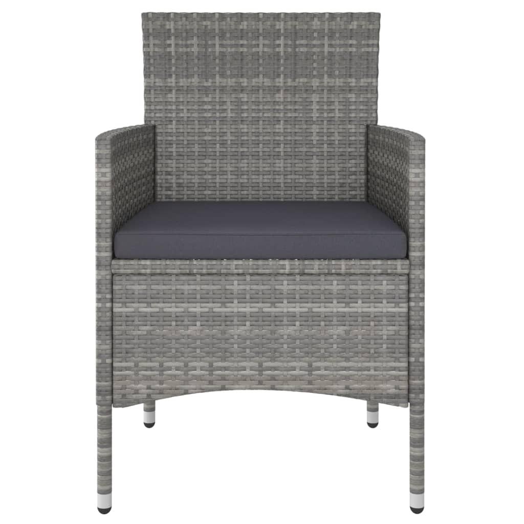 3 Piece Garden Dining Set Poly Rattan and Tempered Glass Grey