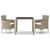3 Piece Garden Dining Set Poly Rattan and Tempered Glass Beige