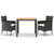 3 Piece Garden Dining Set Poly Rattan & Solid Acacia Wood Black