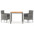 3 Piece Garden Dining Set Poly Rattan & Solid Acacia Wood Grey