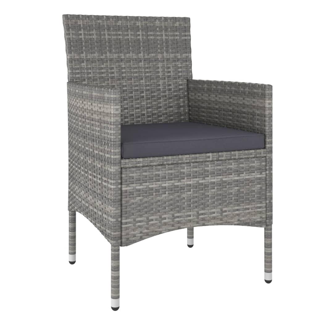 3 Piece Garden Dining Set Poly Rattan & Solid Acacia Wood Grey