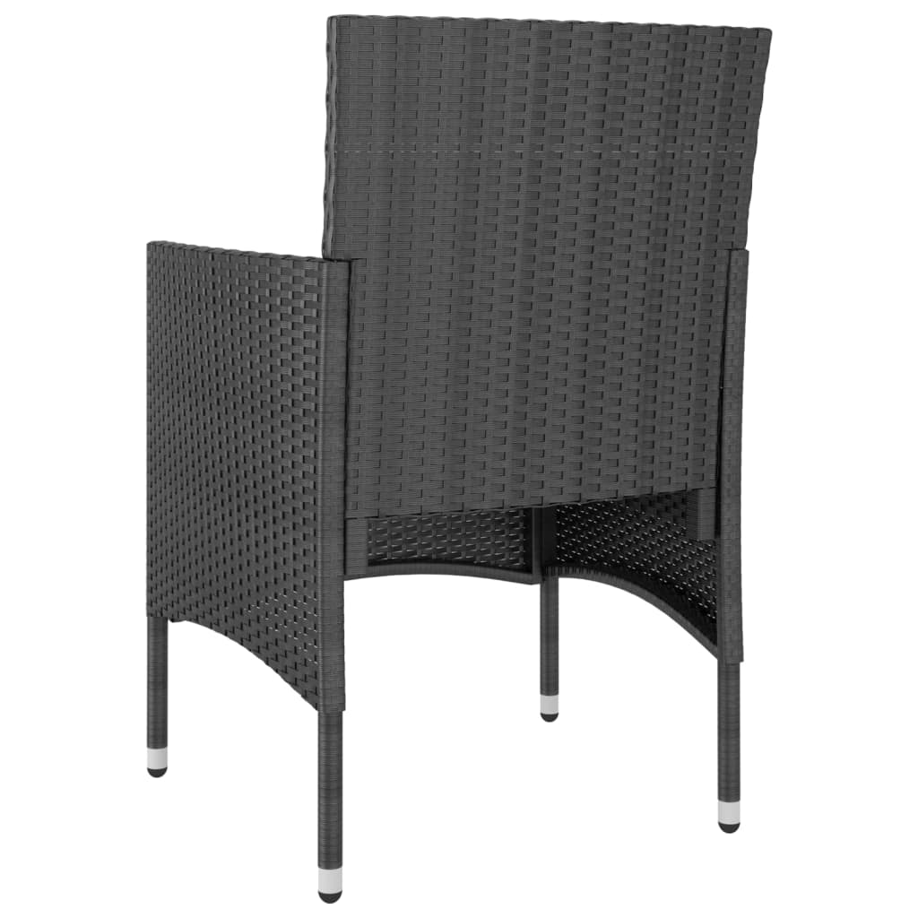 5 Piece Garden Dining Set Poly Rattan and Tempered Glass Black