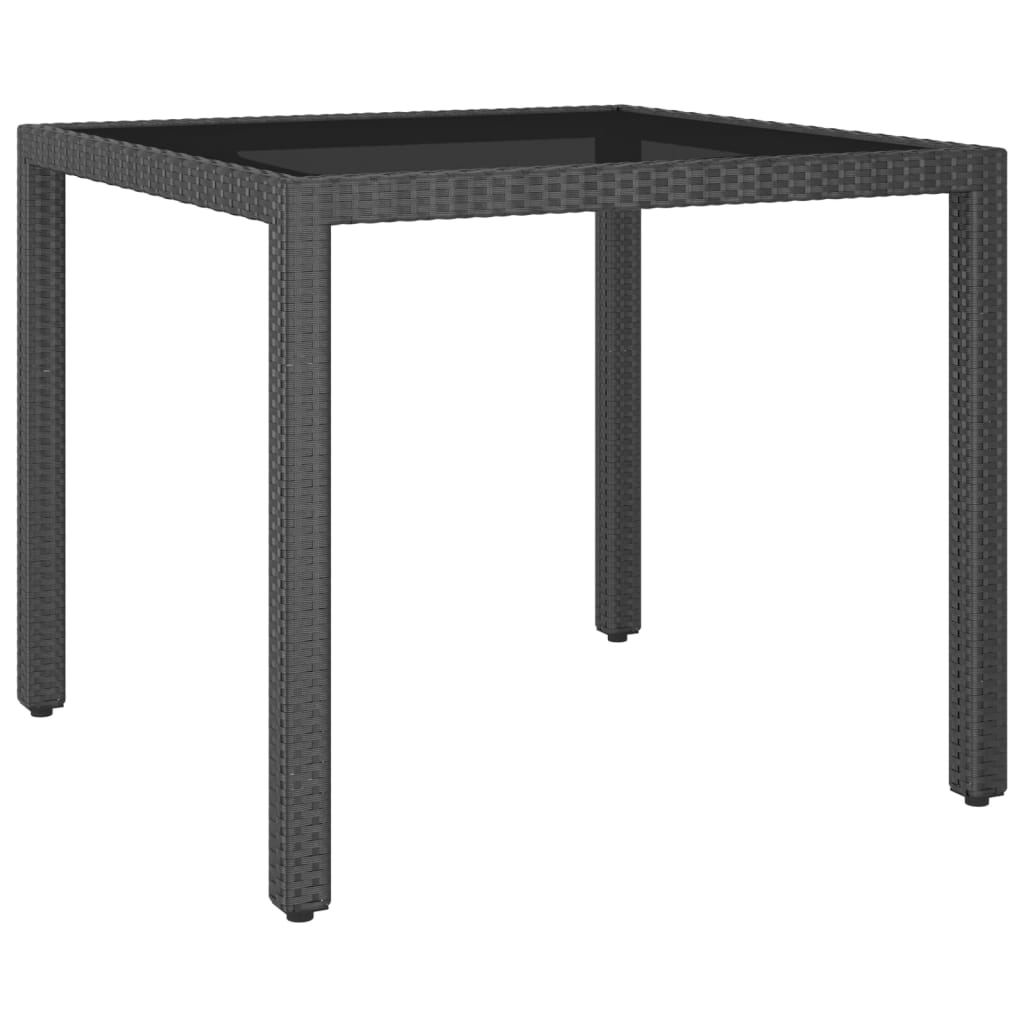 5 Piece Garden Dining Set Poly Rattan and Tempered Glass Black