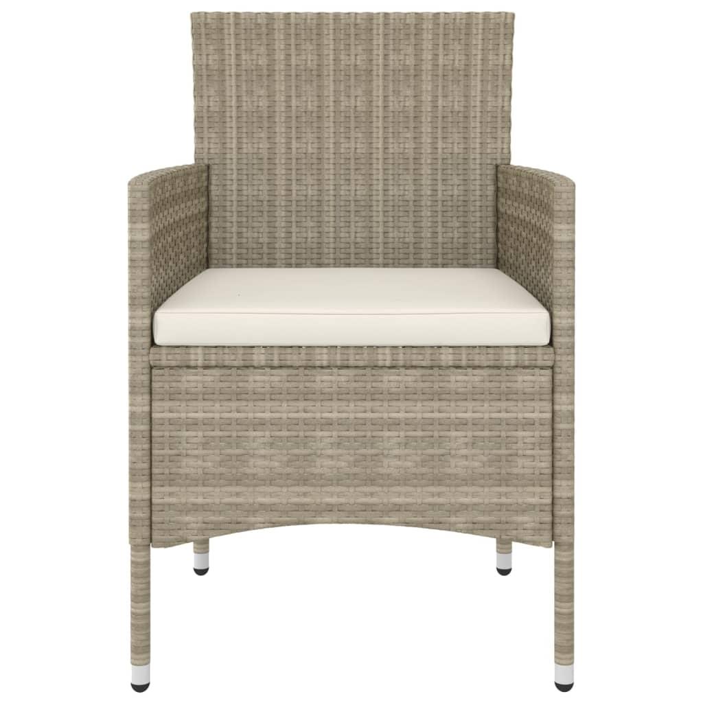 5 Piece Garden Dining Set Poly Rattan and Tempered Glass Beige