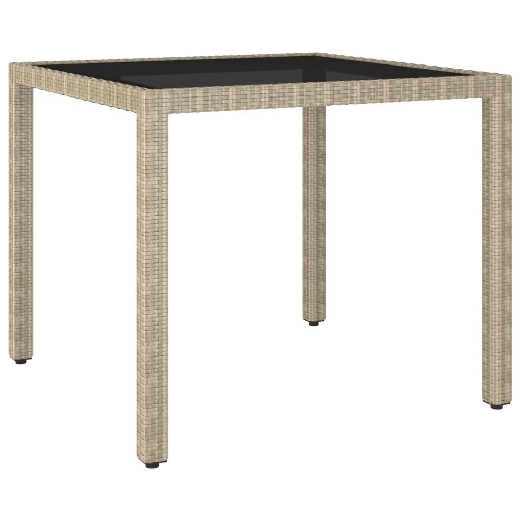 5 Piece Garden Dining Set Poly Rattan and Tempered Glass Beige