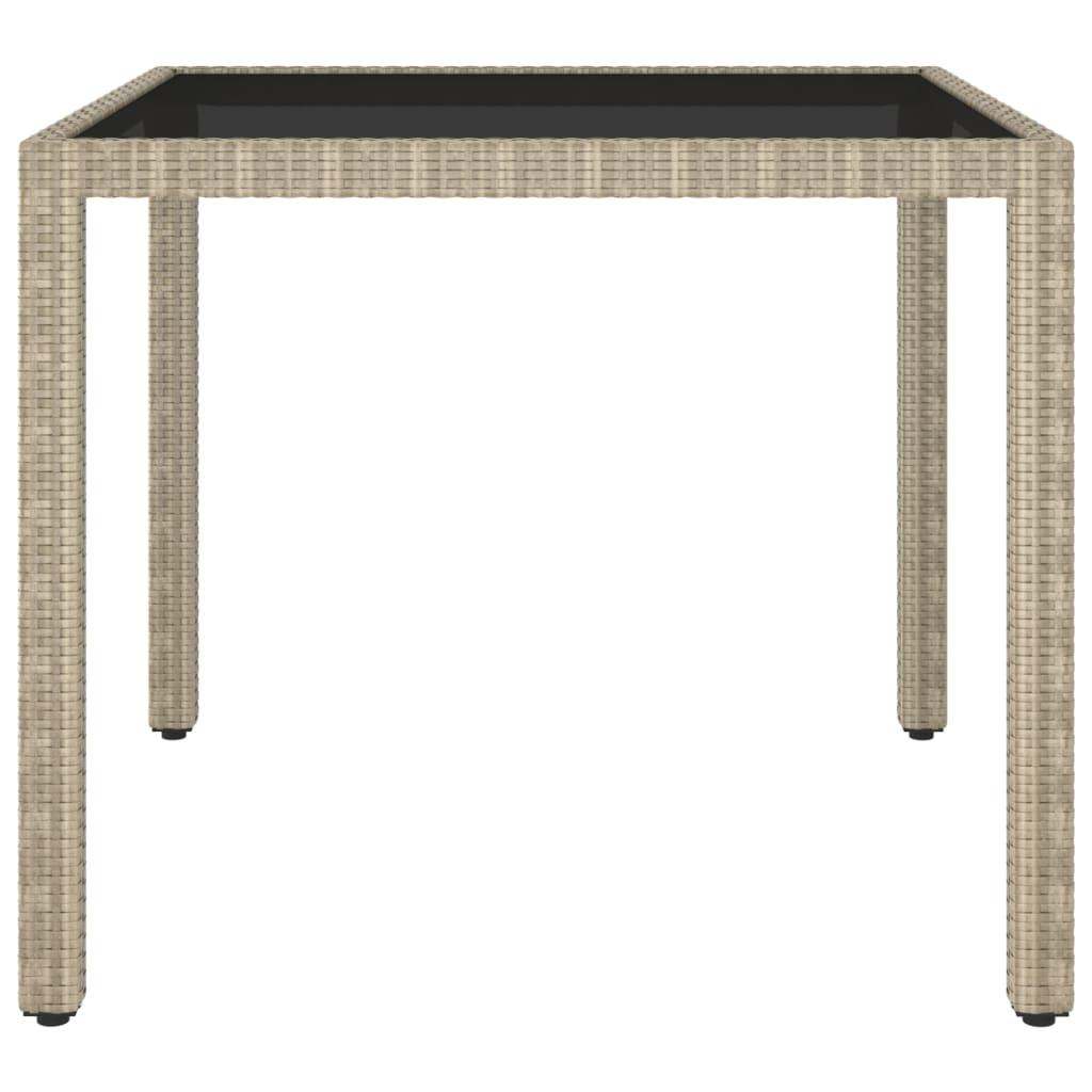 5 Piece Garden Dining Set Poly Rattan and Tempered Glass Beige