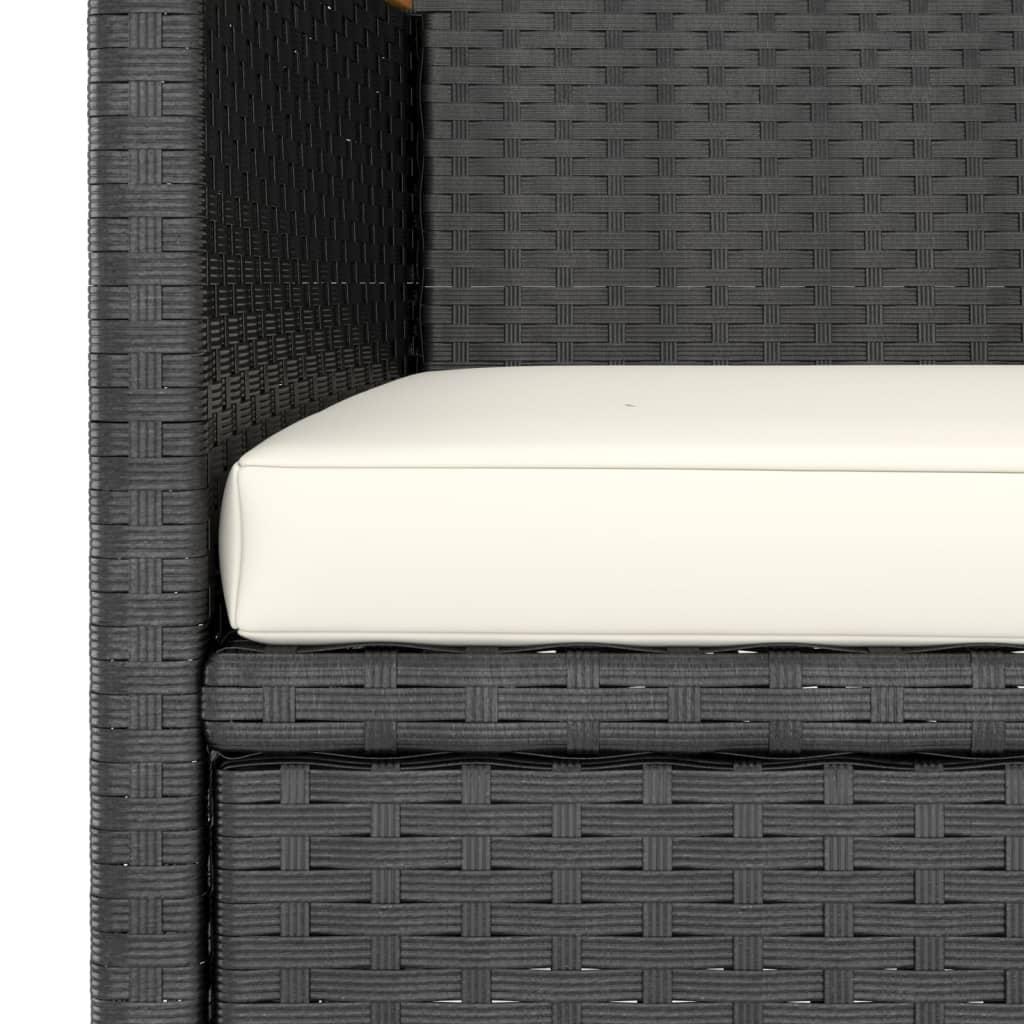 5 Piece Garden Dining Set Poly Rattan and Tempered Glass Black