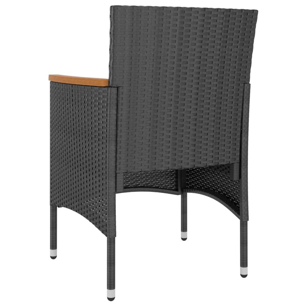 5 Piece Garden Dining Set Poly Rattan & Solid Acacia Wood Black