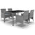 5 Piece Garden Dining Set Poly Rattan and Tempered Glass Grey