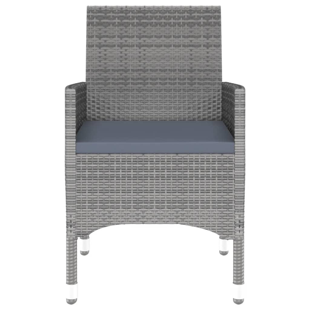 5 Piece Garden Dining Set Poly Rattan and Tempered Glass Grey