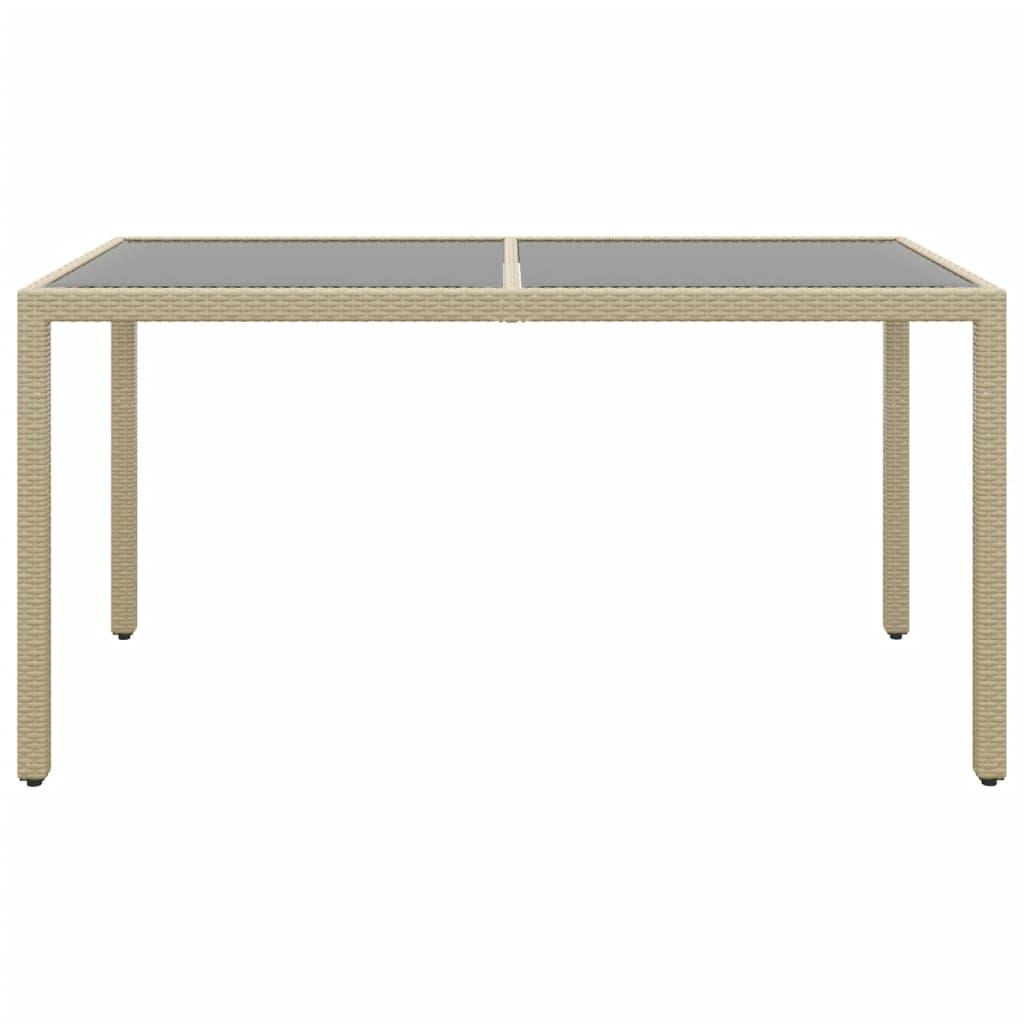 5 Piece Garden Dining Set Poly Rattan and Tempered Glass Beige