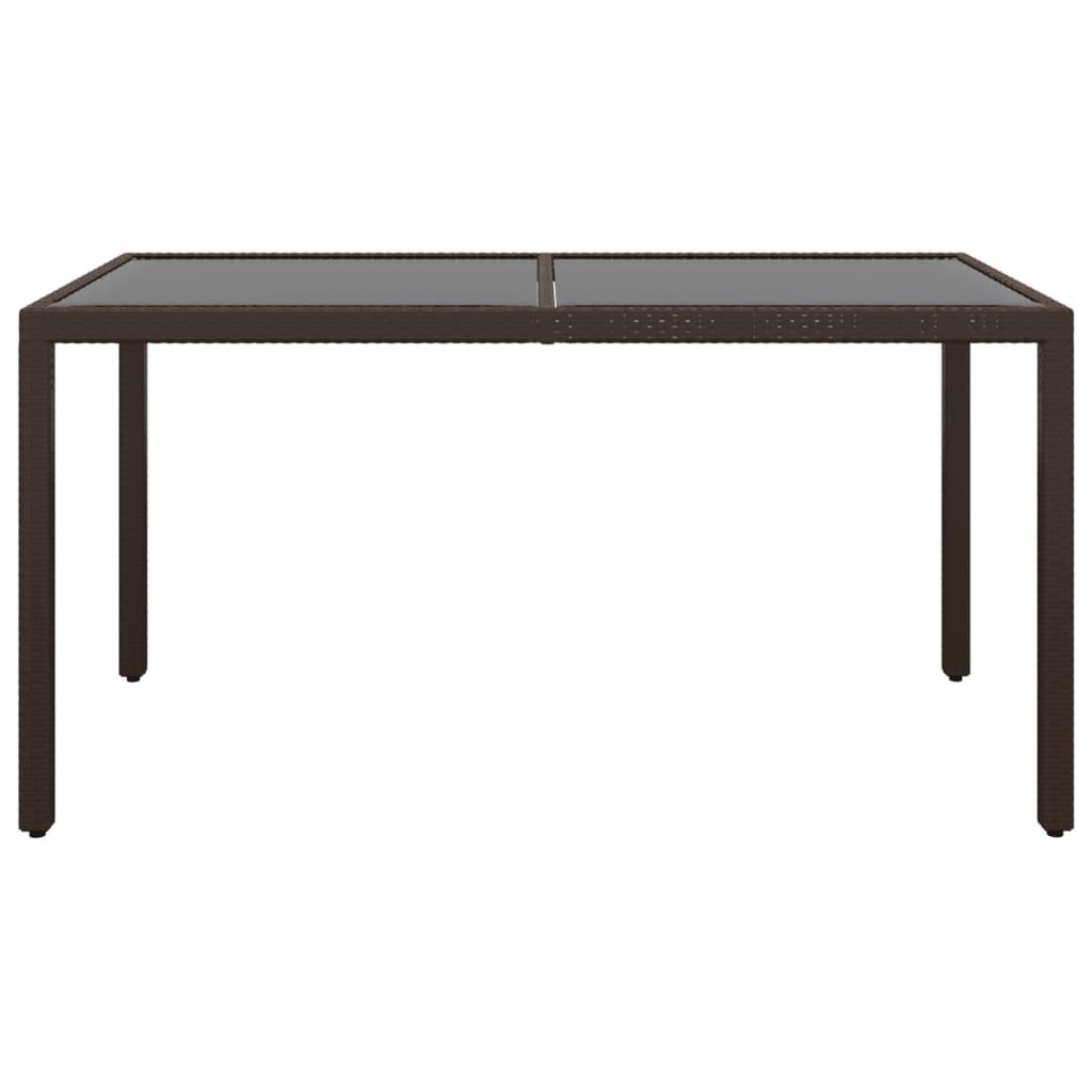 5 Piece Garden Dining Set Poly Rattan and Tempered Glass Brown