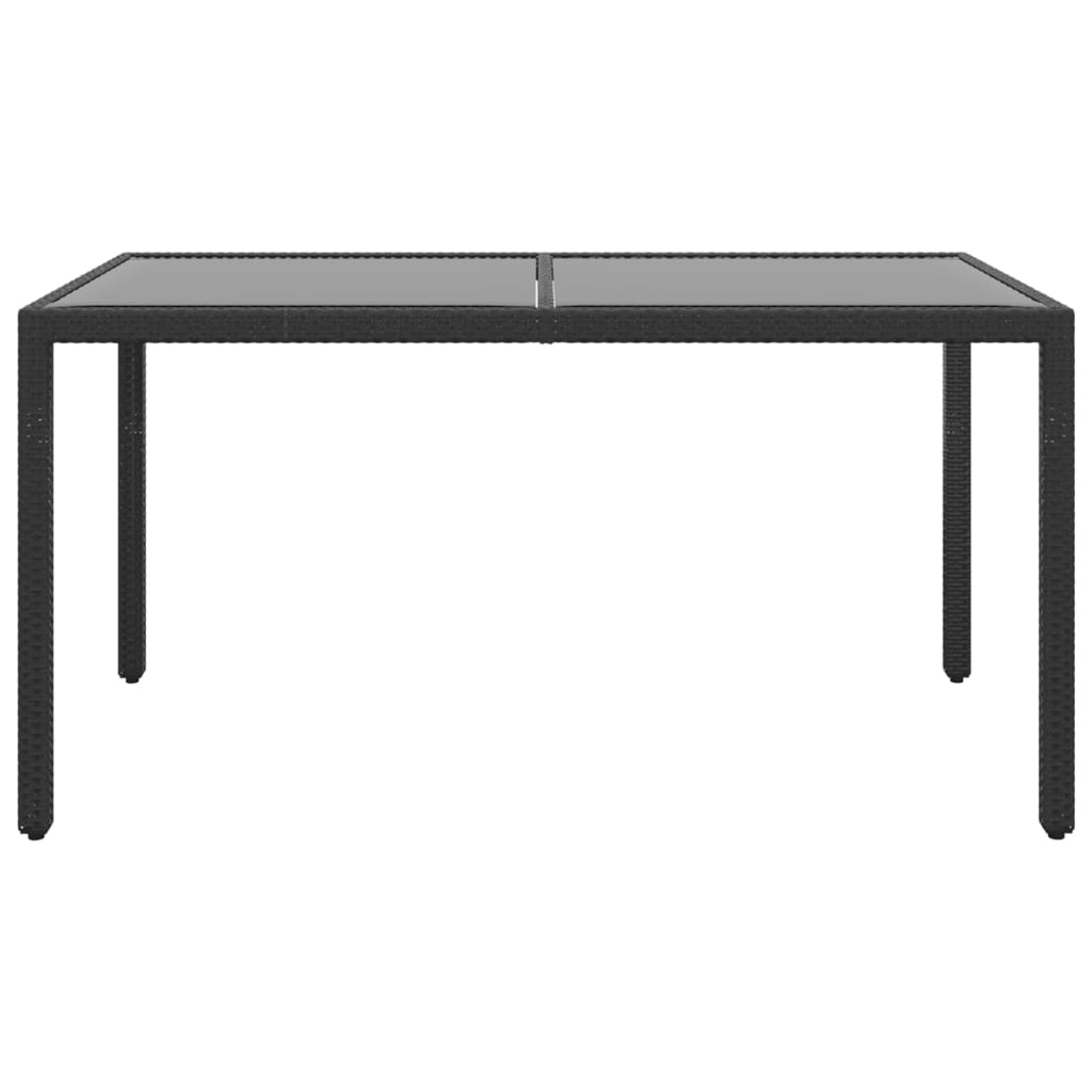 5 Piece Garden Dining Set Poly Rattan and Tempered Glass Black