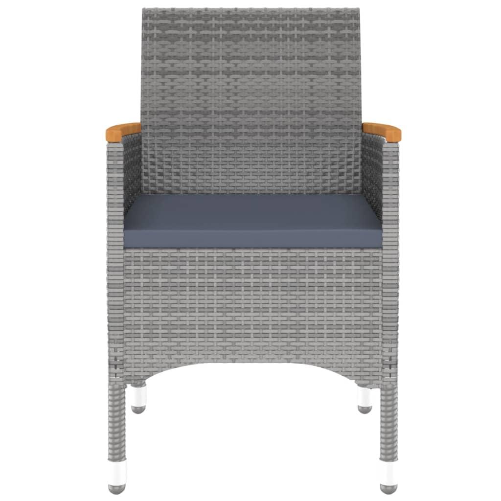 5 Piece Garden Dining Set Poly Rattan and Tempered Glass Grey