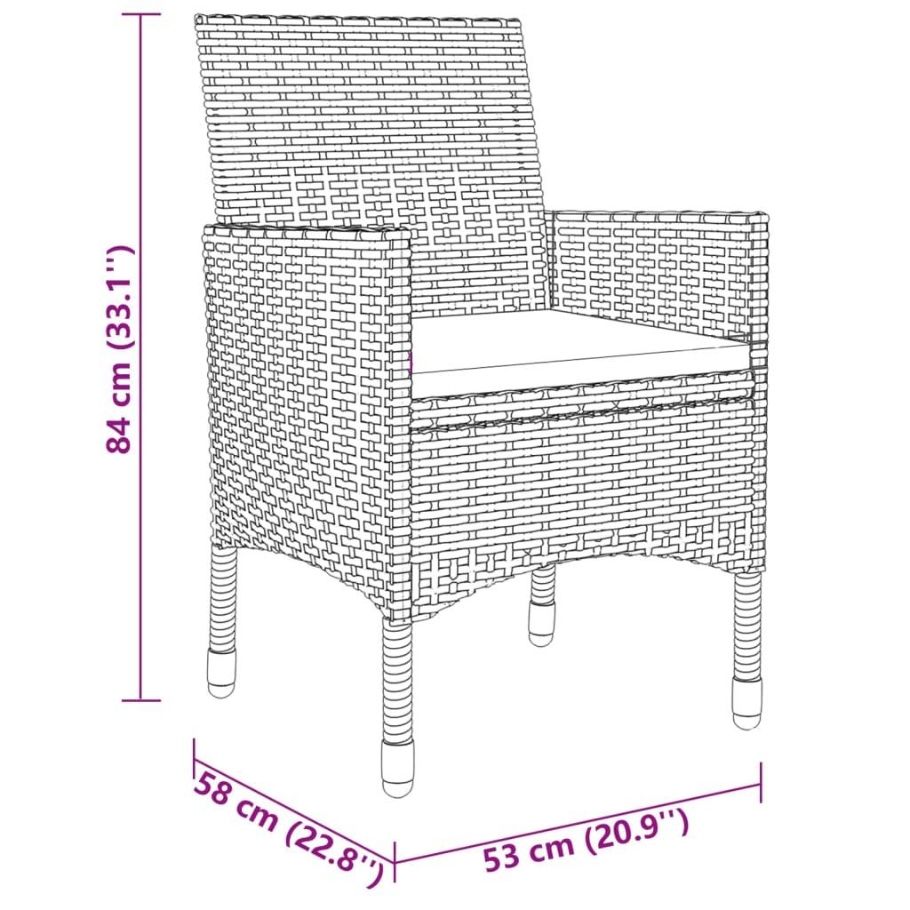 7 Piece Garden Dining Set Poly Rattan Grey