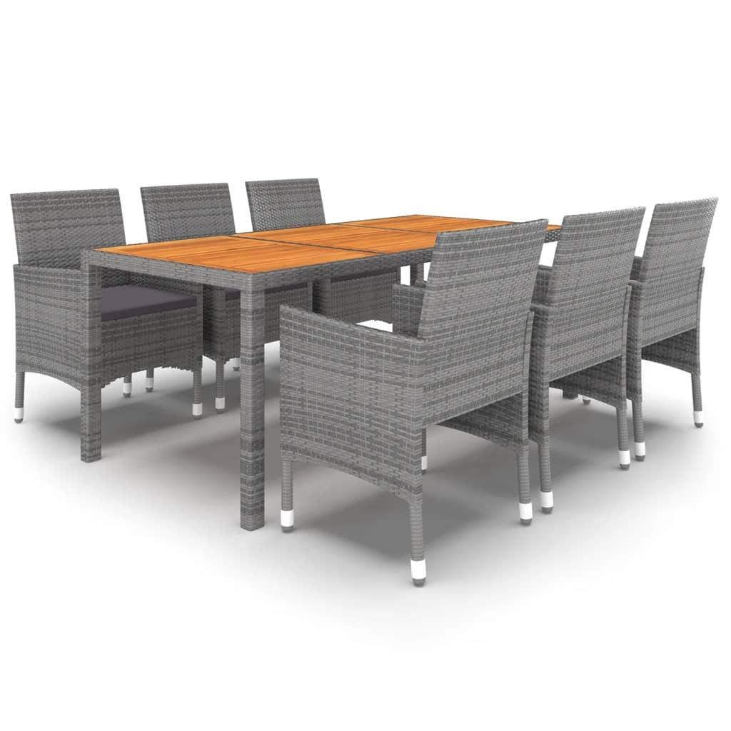 7 Piece Garden Dining Set Poly Rattan Grey