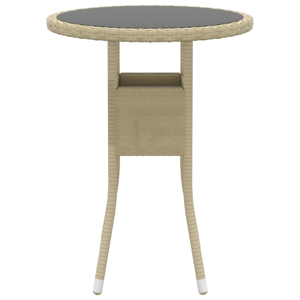 3 Piece Garden Dining Set Poly Rattan Beige