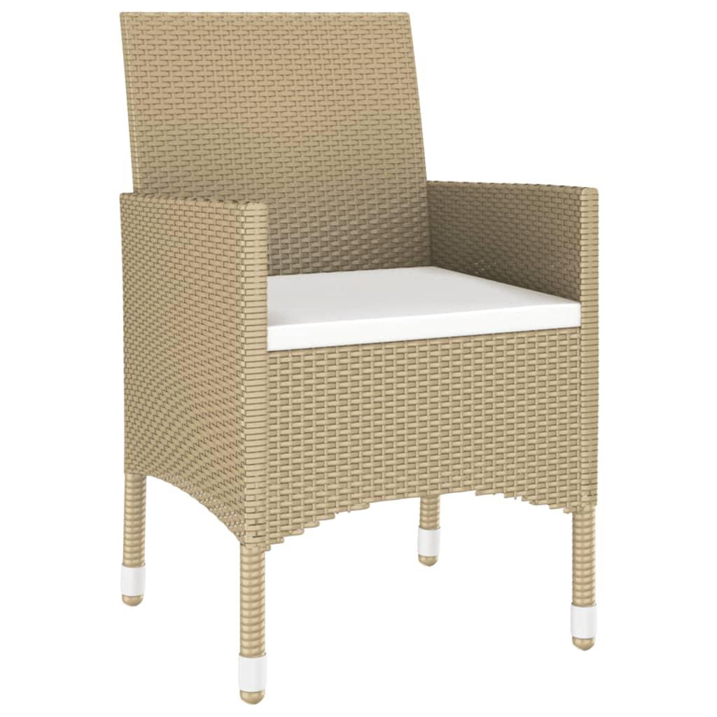 3 Piece Garden Dining Set Poly Rattan Beige