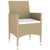 3 Piece Garden Dining Set Poly Rattan Beige
