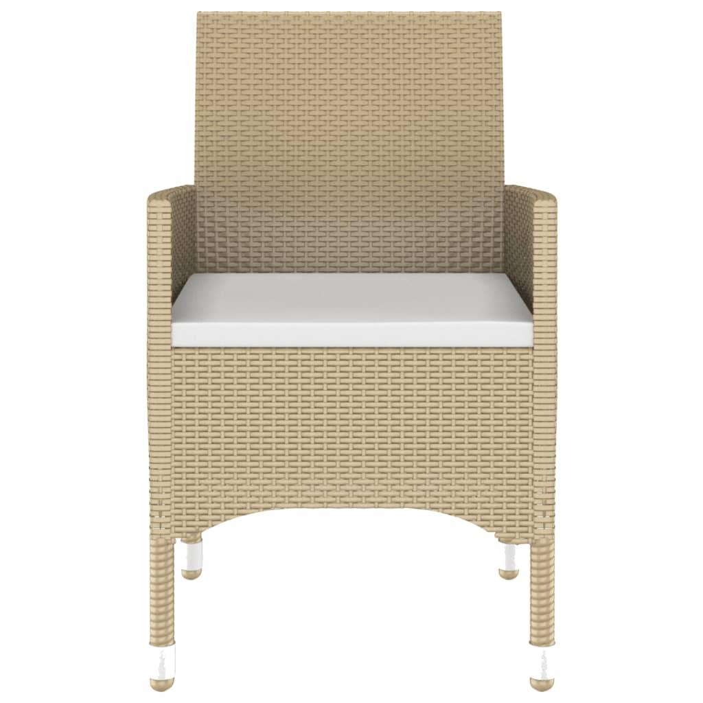 3 Piece Garden Dining Set Poly Rattan Beige
