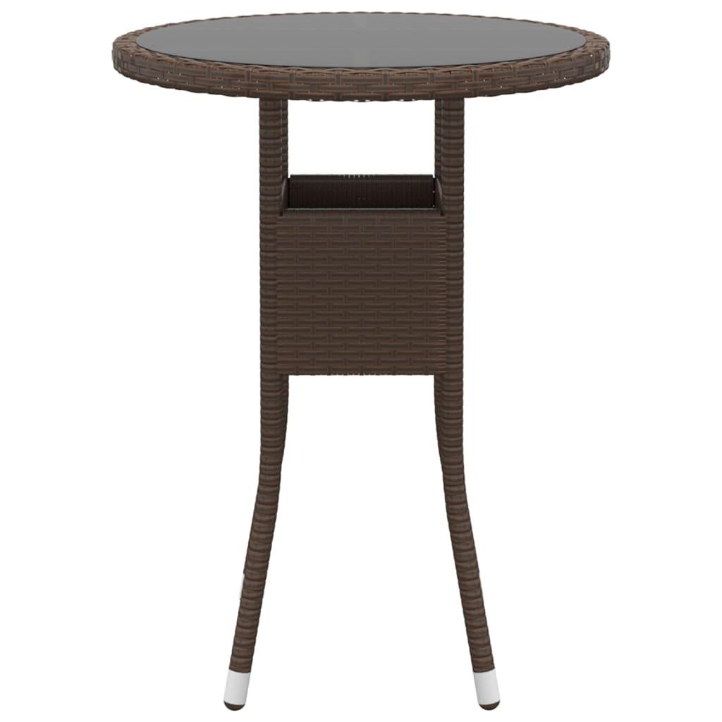 3 Piece Garden Dining Set Poly Rattan Brown