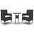 3 Piece Garden Dining Set Poly Rattan Black