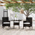 3 Piece Garden Dining Set Poly Rattan Black