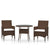 3 Piece Garden Dining Set Poly Rattan Brown