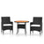 3 Piece Garden Dining Set Poly Rattan Black