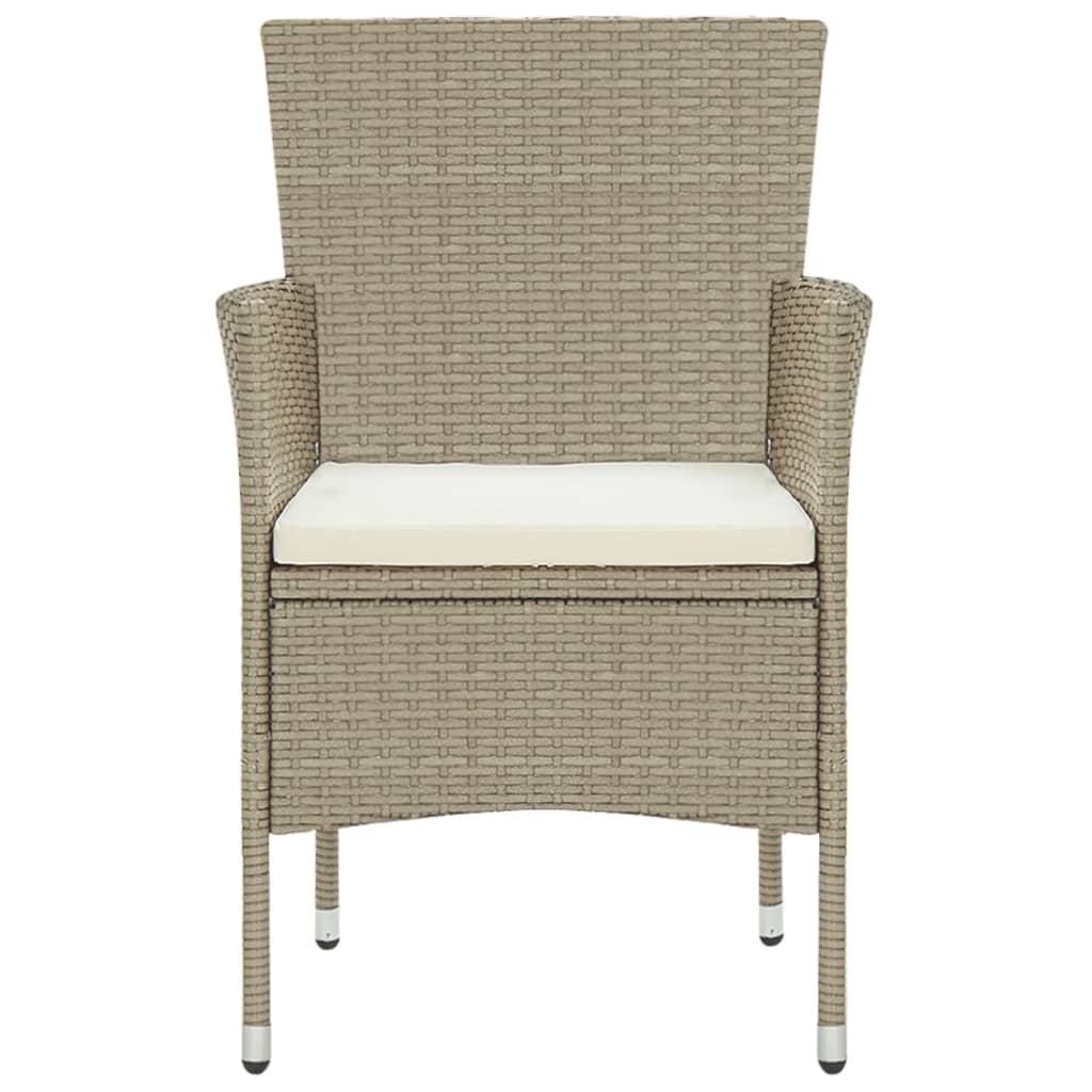 5 Piece Garden Dining Set Poly Rattan Beige