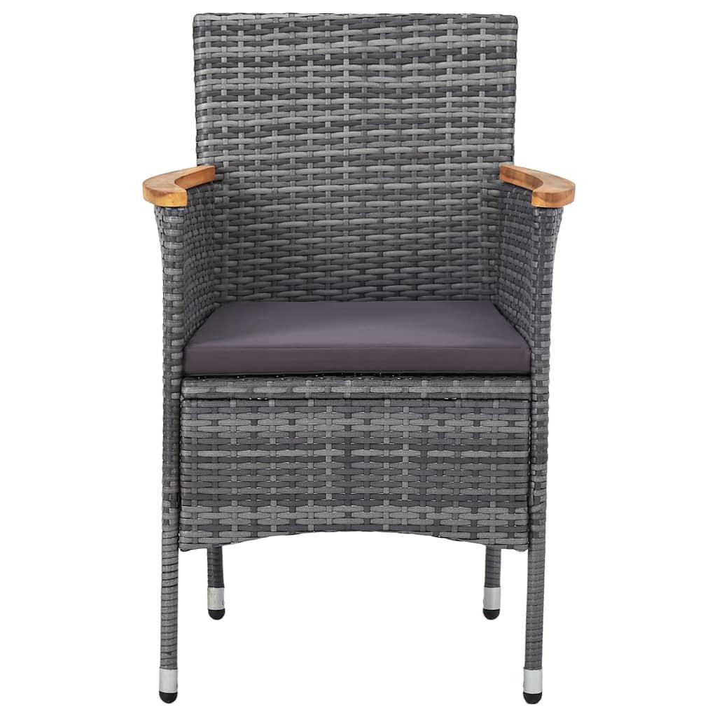 5 Piece Garden Dining Set Poly Rattan Grey