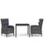 3 Piece Garden Dining Set Poly Rattan Grey