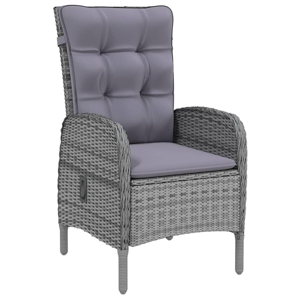 3 Piece Garden Dining Set Poly Rattan Grey