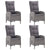 5 Piece Garden Dining Set Poly Rattan and Glass Grey