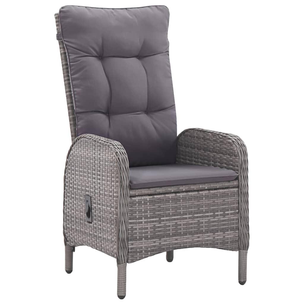 5 Piece Garden Dining Set Poly Rattan and Glass Grey