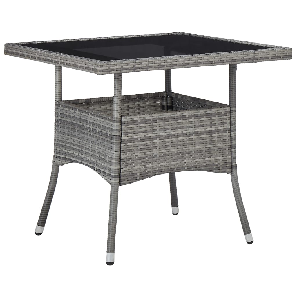 5 Piece Garden Dining Set Poly Rattan and Glass Grey