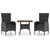 3 Piece Garden Dining Set Poly Rattan and Acacia Wood Black