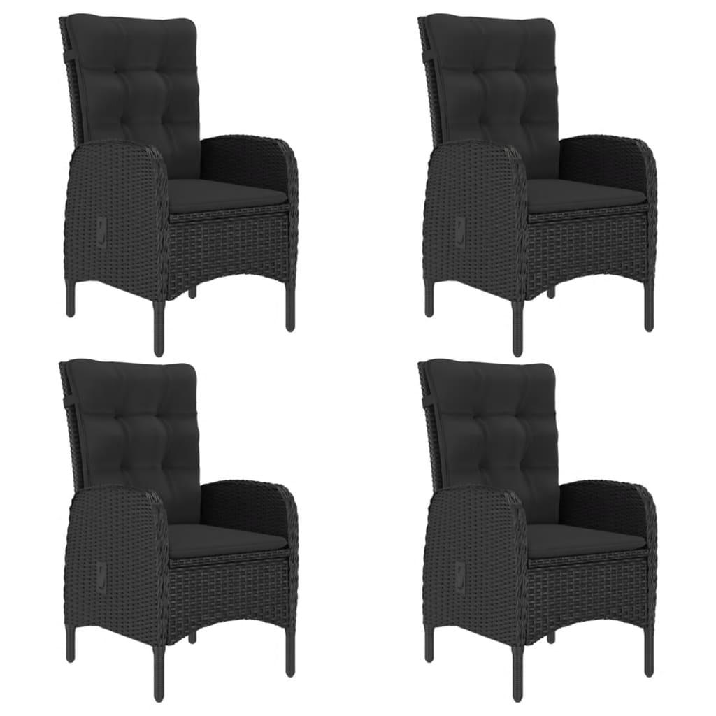 5 Piece Garden Dining Set Poly Rattan and Acacia Wood Black