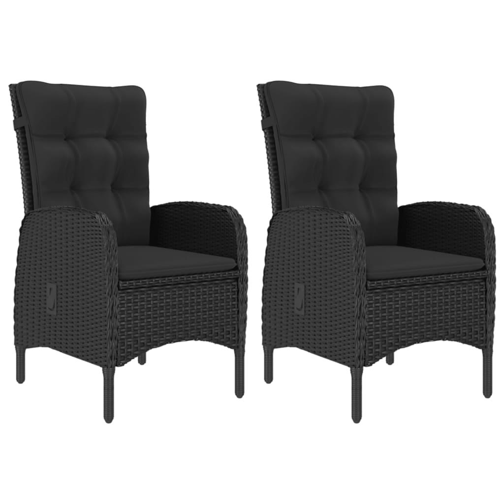 3 Piece Garden Bistro Set Poly Rattan and Acacia Wood Black