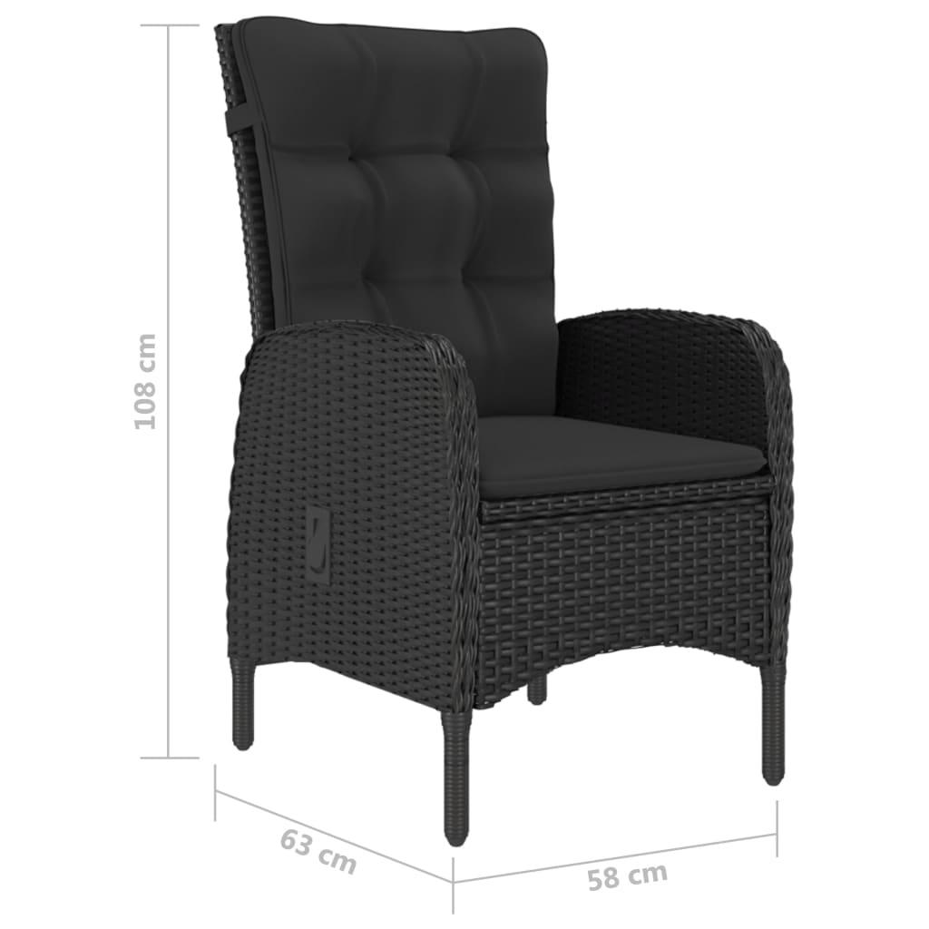 3 Piece Garden Bistro Set Poly Rattan and Acacia Wood Black