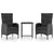 3 Piece Garden Bistro Set Poly Rattan and Glass Black