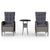 3 Piece Garden Bistro Set Poly Rattan Grey