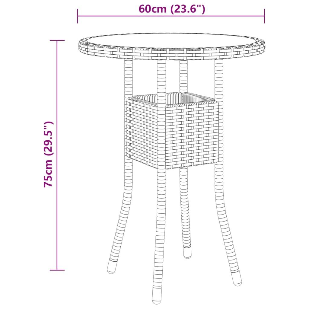 3 Piece Garden Bistro Set Poly Rattan Grey